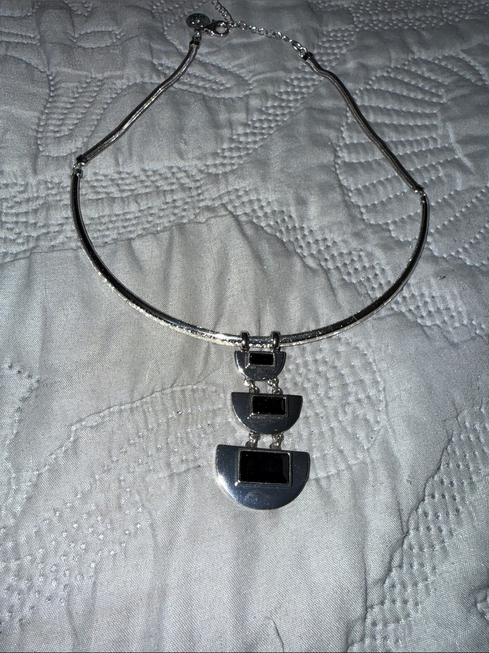 White House Black Market Silver-Tone Necklace with Black Accents